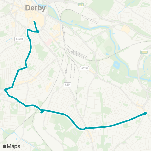 Arriva Derby  map