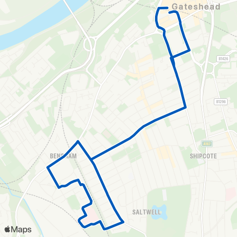 Gateshead Central Taxis  map