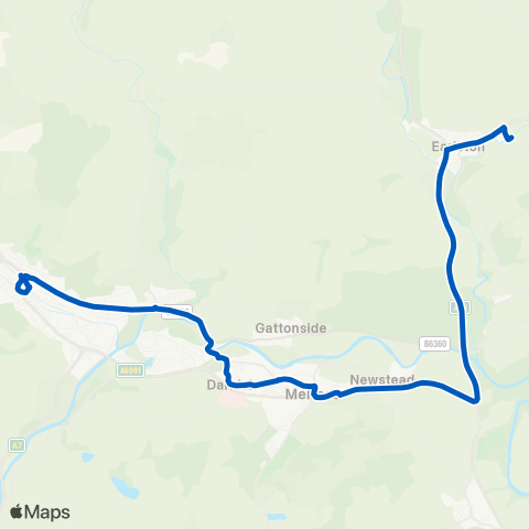 Borders Buses Galashiels Transport Interchange (Stance 8) - Earlston HS Campus map