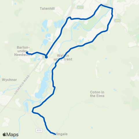 Lichfield City Coaches  map