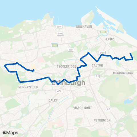 Edinburgh Coach Lines Findlay Gardens - Craigleith Retail Pk (Stop 1) map