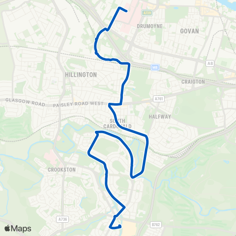 Colchri Coaches Silverburn Bus Sta (Stance 2) - Queen Elizabeth Hospitals (Stop 2) map