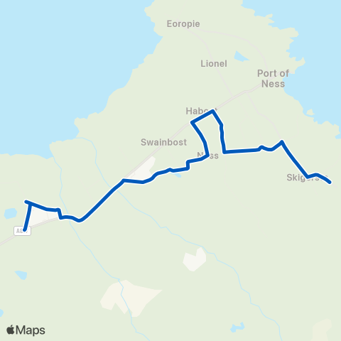 Hebridean MiniBus Service Township - Road End map