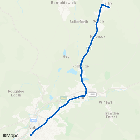 Pendle Coaches  map