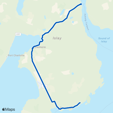 Islay Coaches Farm Road End - Ferry Terminal map