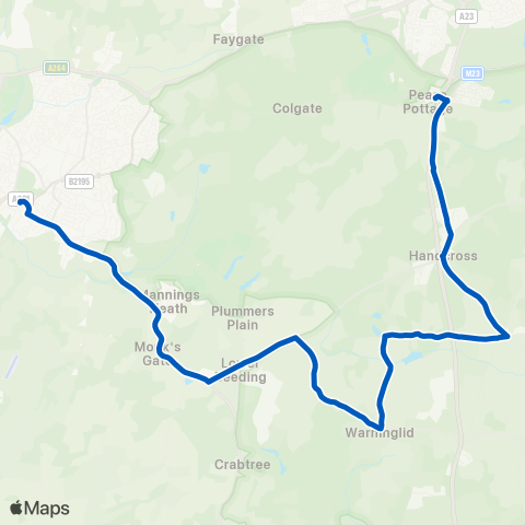 Handcross District Community Bus  map