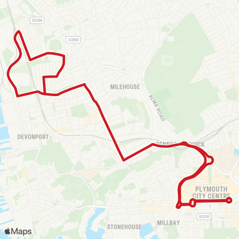 Plymouth Citybus  map