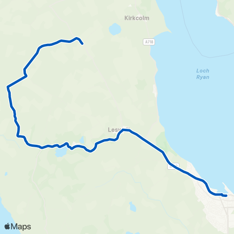 McCulloch's Coaches South Ervie - Port Rodie map