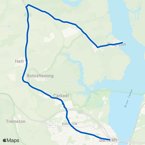 Saltash Red Bus  map