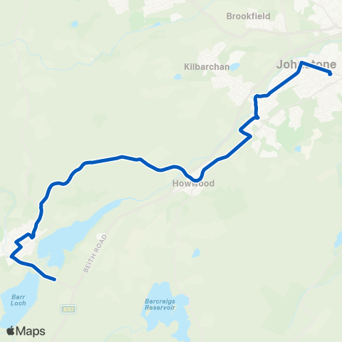 Shuttle Buses Johnstone Station - Lochwinnoch Station map