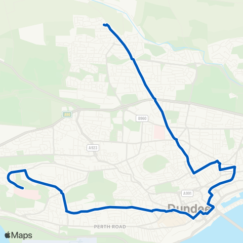 Xplore Dundee St Martins Av - Ninewells Hosp (Stance A) map