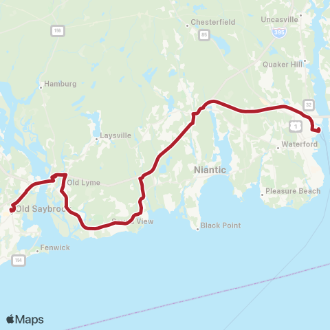 River Valley Transit Old Saybrook - New London map