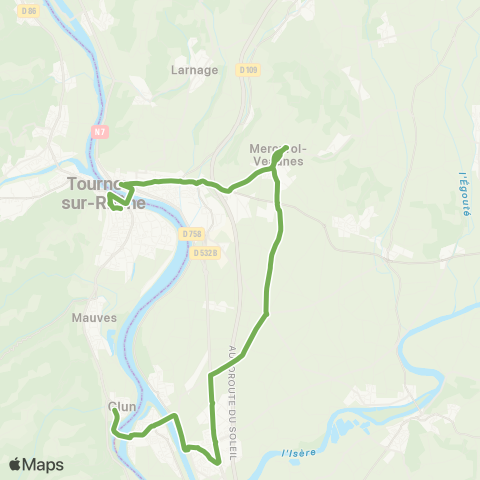 Arche Agglo le Bus Navette Marchés Glun - Tain - Tournon map