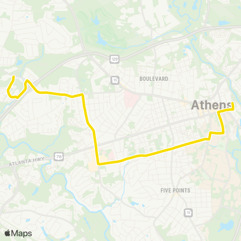 Athens Clarke County Transit Beechwood / Baxter map