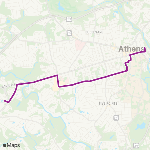 Athens Clarke County Transit Hancock / Baxter map