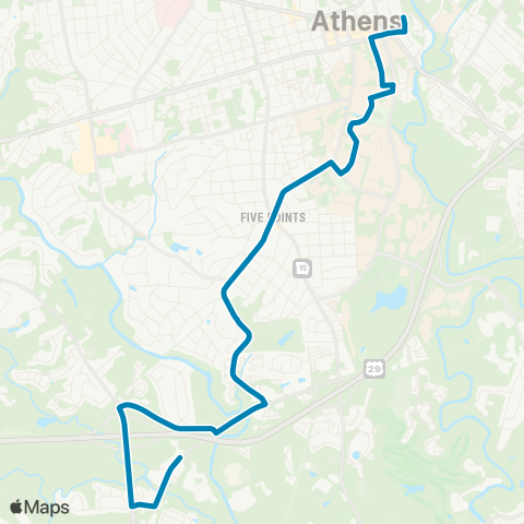 Athens Clarke County Transit Macon Hwy / 5 Points map