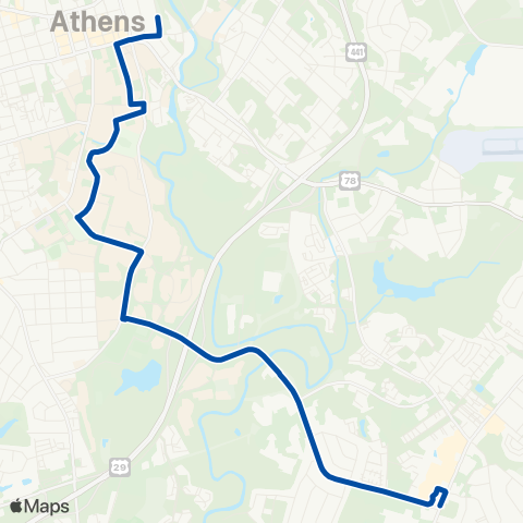 Athens Clarke County Transit College Station map