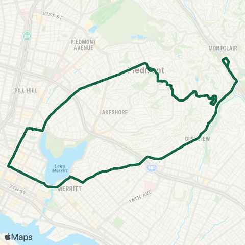 AC Transit Piedmont - Harrison - Park Boulevard map