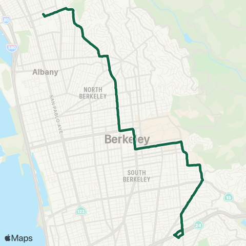 AC Transit Colusa - The Alameda - Claremont map