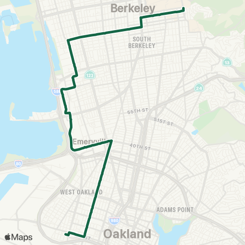 AC Transit Dwight - Shellmound - Adeline map