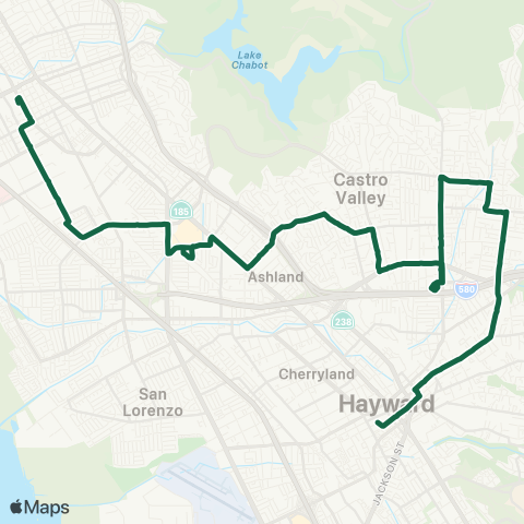 AC Transit Alvarado - Castro Valley - B Street map