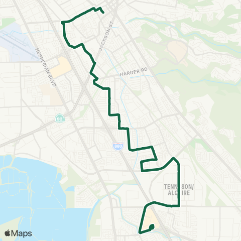 AC Transit Santa Clara - Weekes - Huntwood map