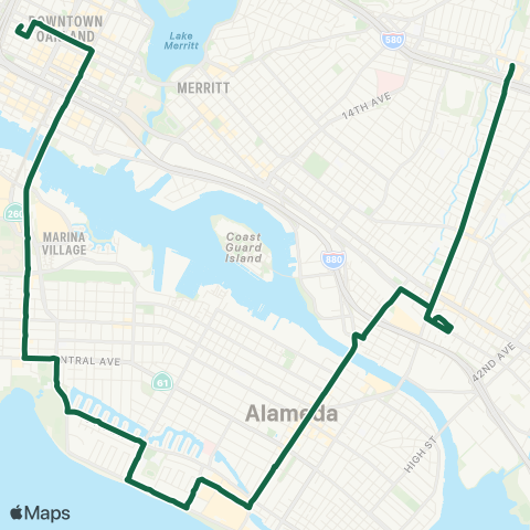 AC Transit Dimond - Fruitvale - South Shore map