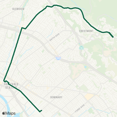 AC Transit Skyline - Dimond - Fruitvale map