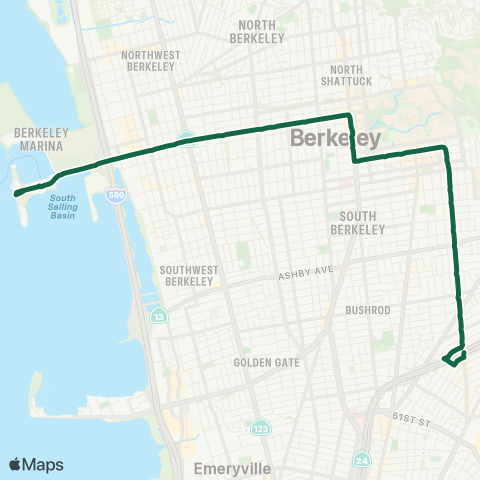 AC Transit University - College - Rockridge map