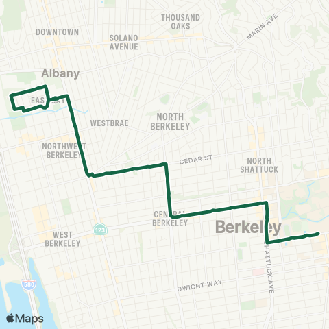 AC Transit U.C. Village - Cedar - U.C. Campus map