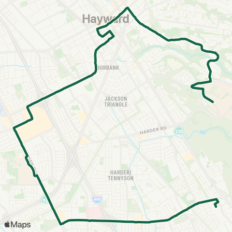 AC Transit CSUEB - Southland - Tennyson map