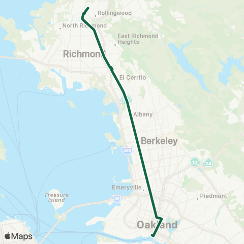 AC Transit San Pablo Rapid map