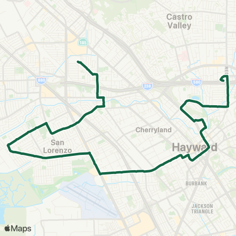 AC Transit Ashland - San Lorenzo - A Street map