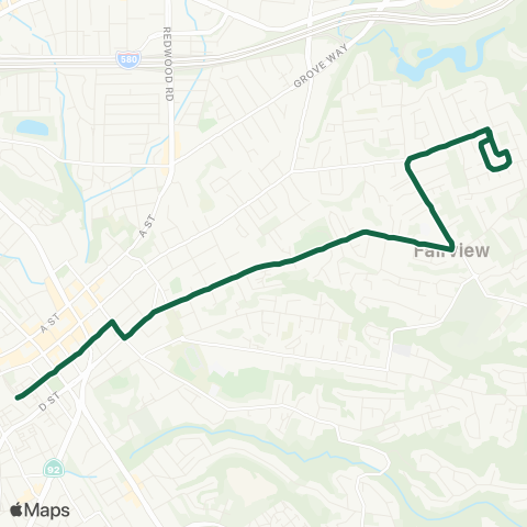 AC Transit D Street - Maud - Fairview map