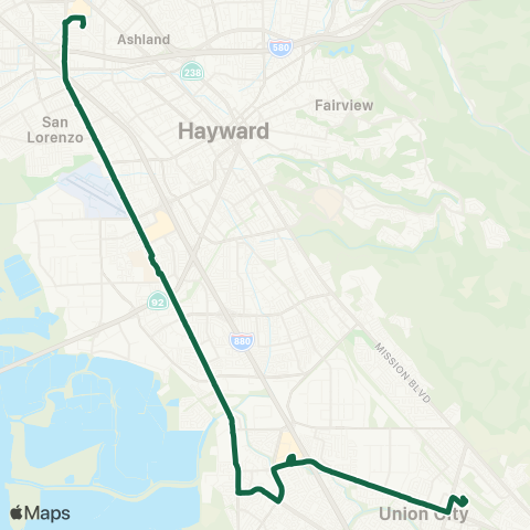 AC Transit Hesperian - Alvarado - Decoto map