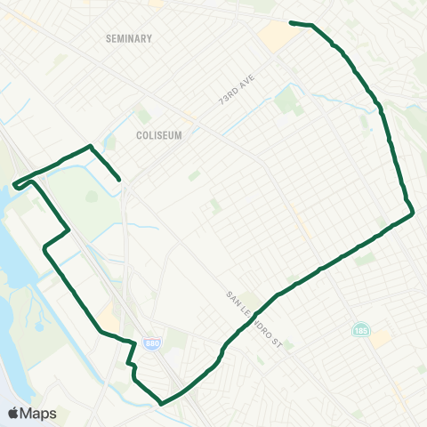 AC Transit Eastmont - 98th Avenue - Edgewater map