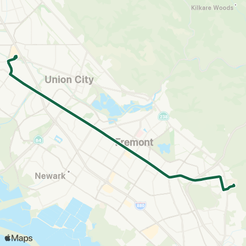 AC Transit Fremont Boulevard - Mission San Jose map