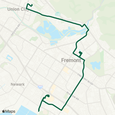 AC Transit Niles - Stevenson - Newpark map