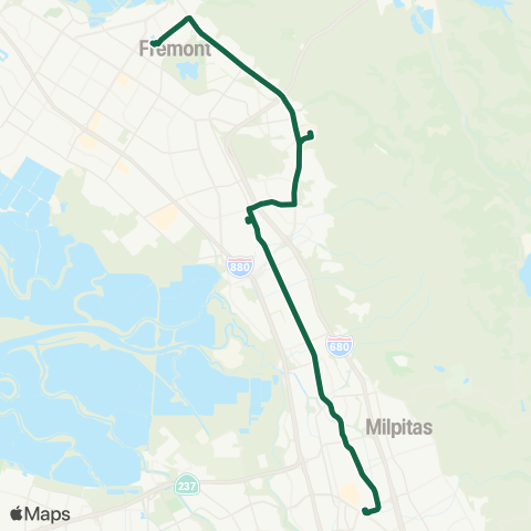 AC Transit Mission San Jose - Milpitas map