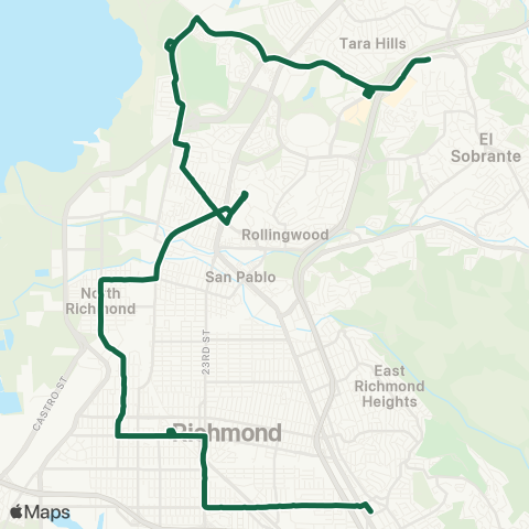 AC Transit Cutting - North. Richmond - Nights map