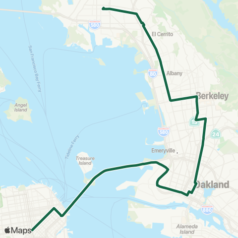 AC Transit Richmond - Oak Transbay All Nighter map