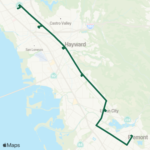 AC Transit East 14th - Mission All Nighter map