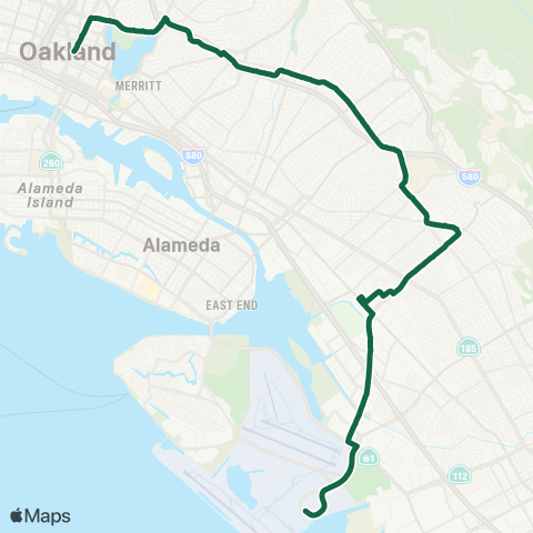 AC Transit Macarthur - Airport All Nighter map