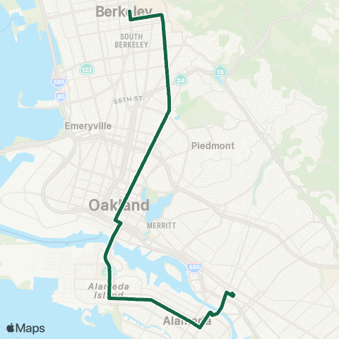 AC Transit College - Broadway All Nighter map