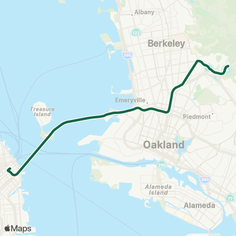 AC Transit Tunnel Road - Claremont Transbay map