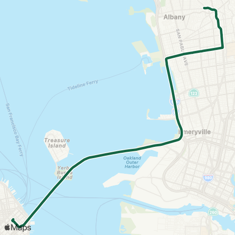 AC Transit Shattuck - University Transbay map