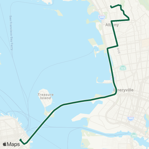 AC Transit Colusa - Solano Transbay map