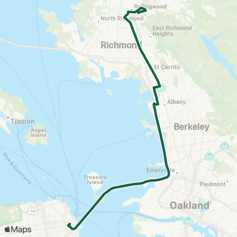 AC Transit San Pablo - Pierce Transbay map