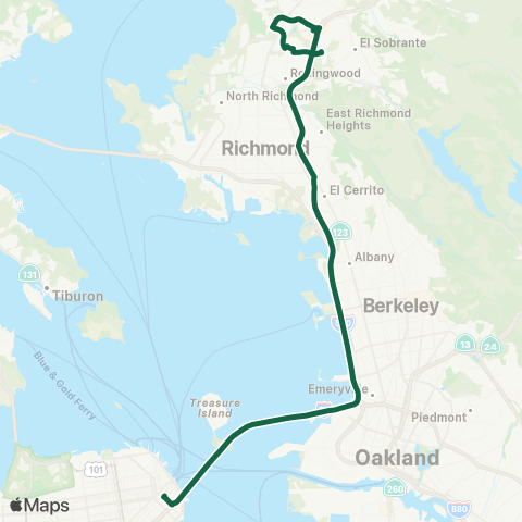 AC Transit Hilltop - Richmond Parkway Transbay map