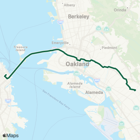 AC Transit Macarthur Transbay Limited map